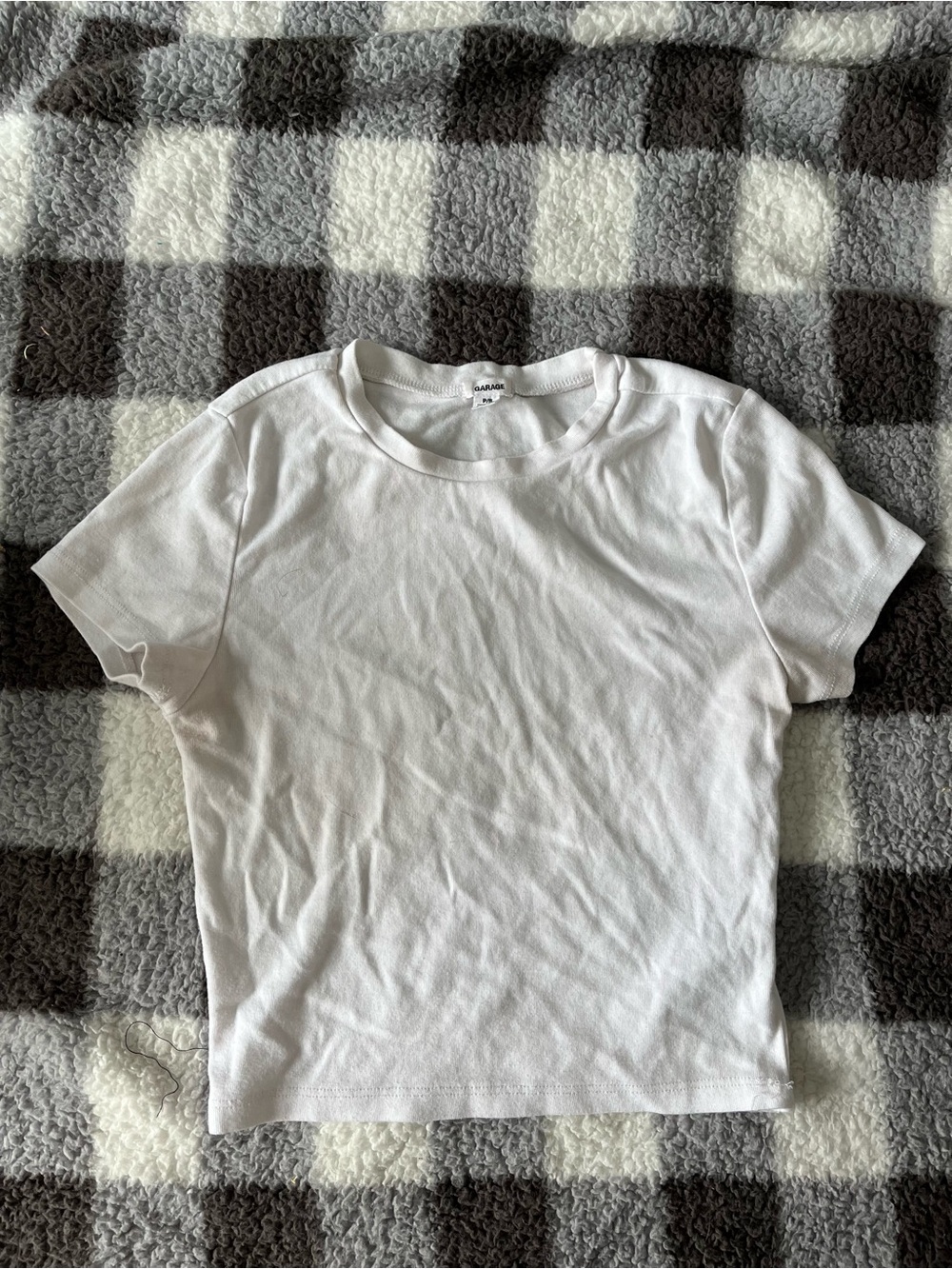 Garage White Crop Crewneck Tee
